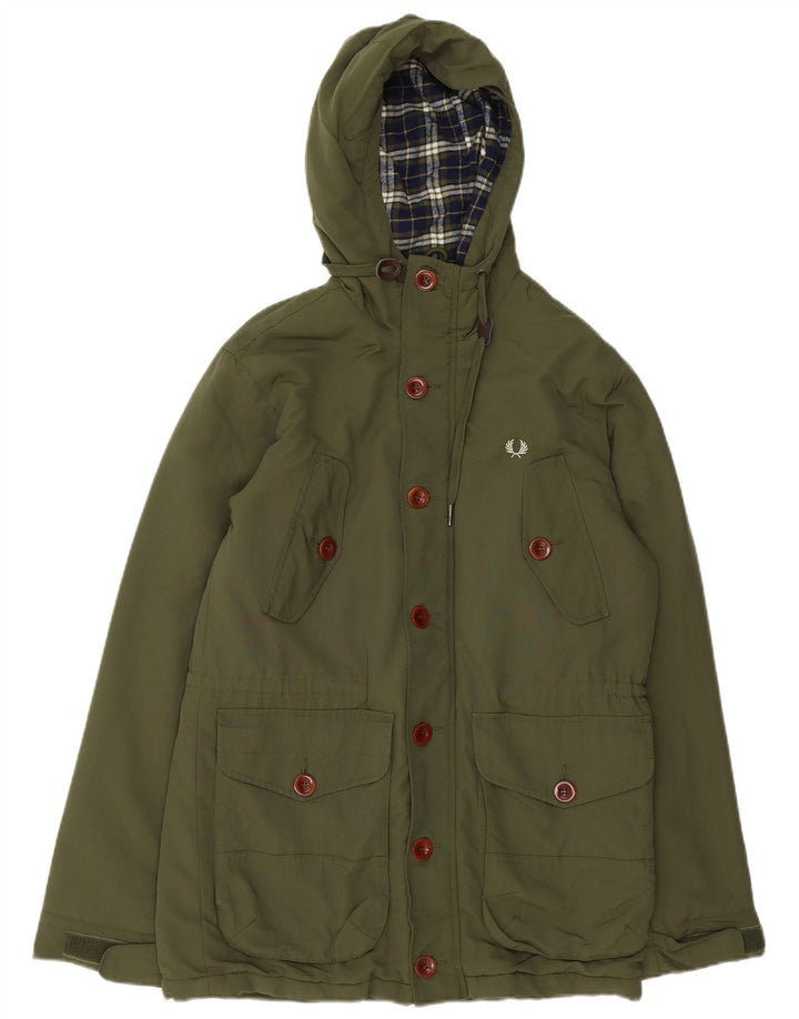 FRED PERRY Parkajakke med hætte til mænd UK 34 XS Khaki