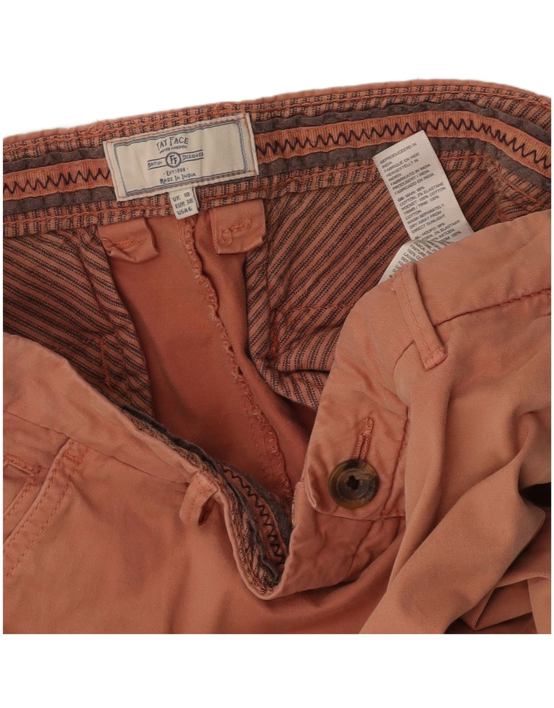 FAT FACE Bermuda-shorts til kvinder UK 10 Small W27 Orange Bomuld