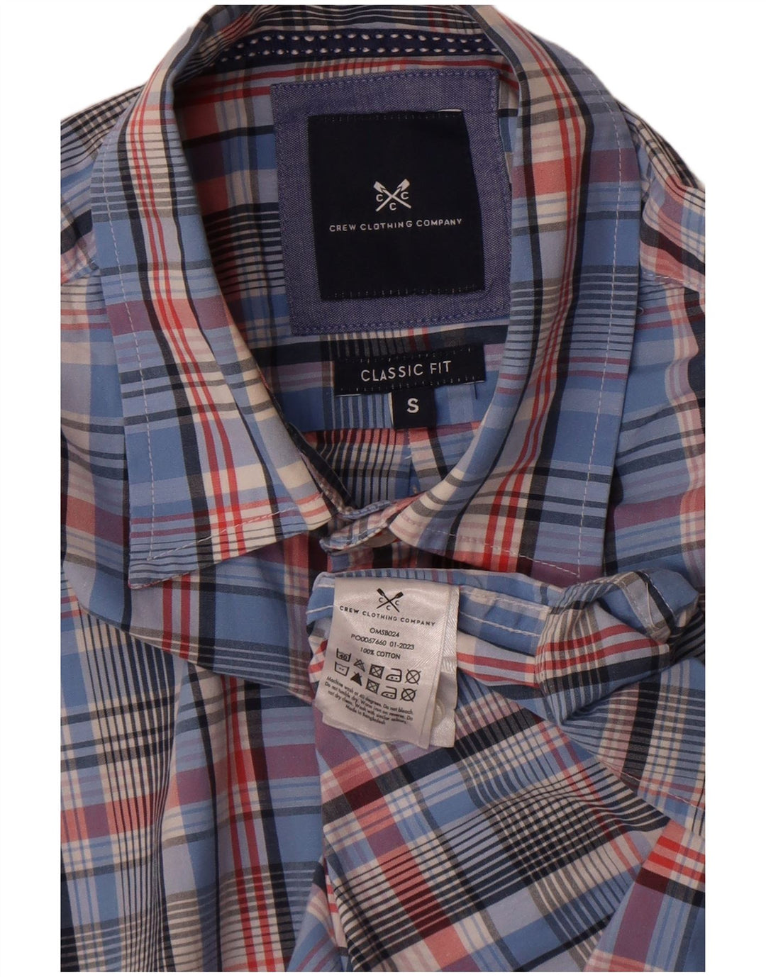 Crew Clothing Herre Classic Fit Shirt Lille blå ternet bomuld