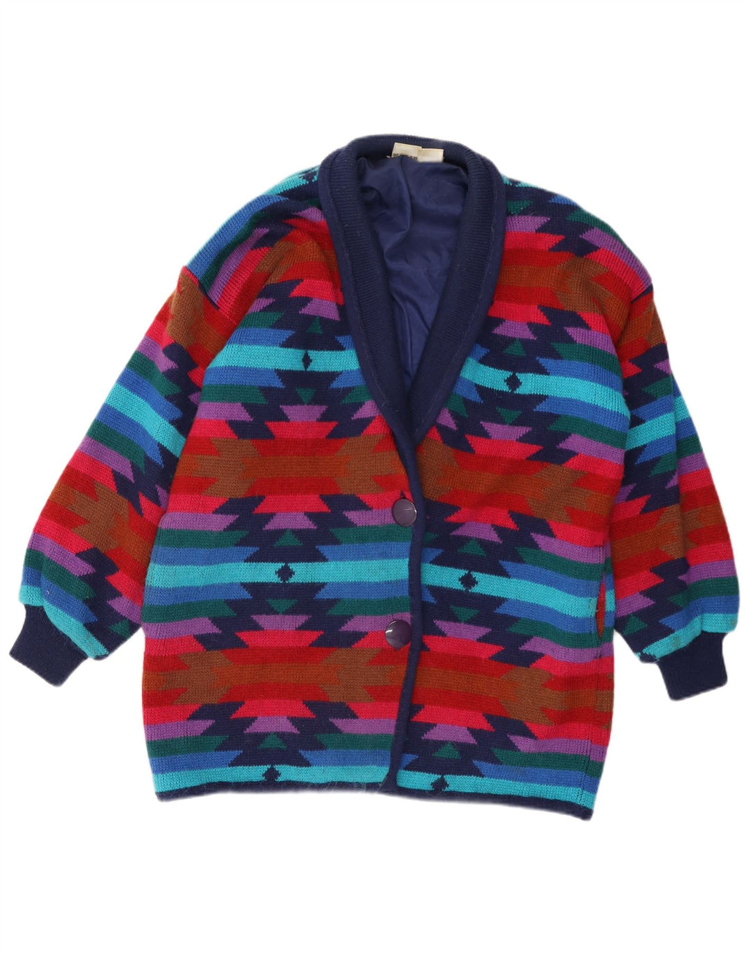 Vintage Dame Strik Windbreaker Coat EU 36/38 Small Multicolored Aztec