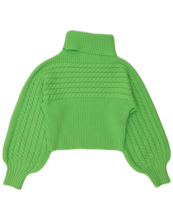 SHEIN Dame Crop Roll Neck sweater UK 12 Medium Green Polyester