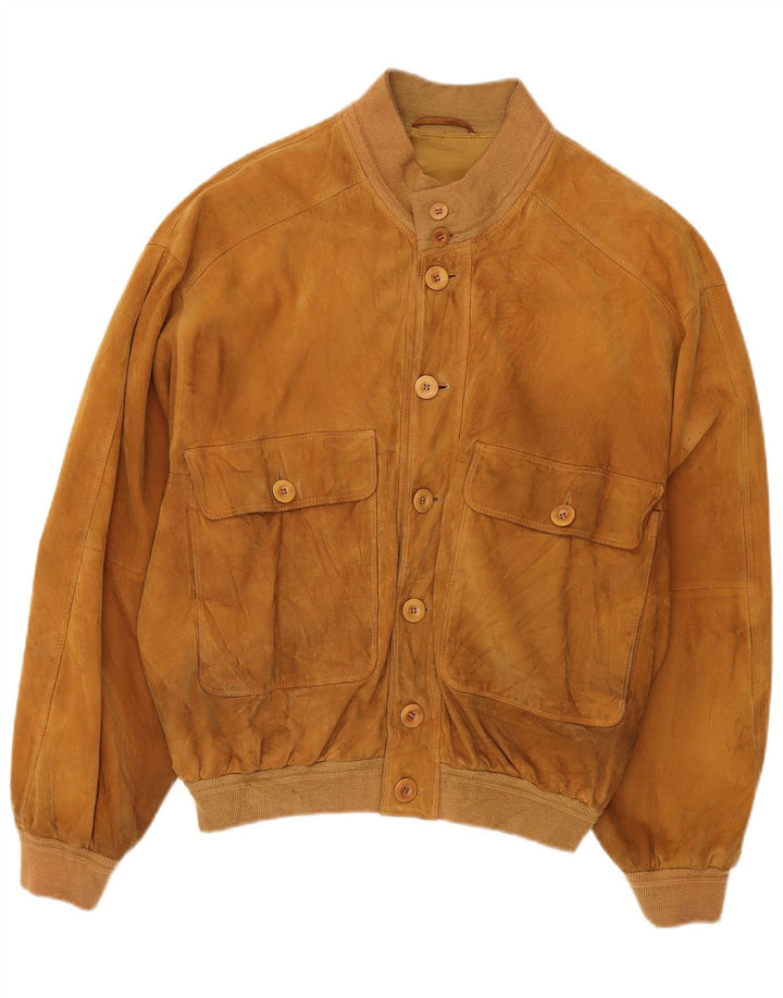 Vittorio Forti Herre Ruskind Bomber Jacket IT 50 Stort Beige Læder