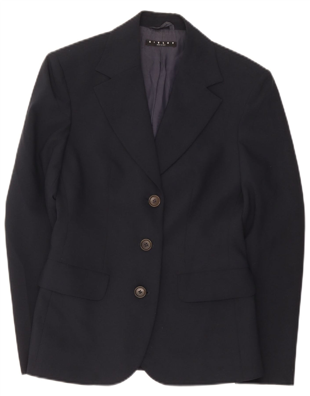 Sisley Dame 3 Button Blazer Jacket IT 40 Small Navy Blue Polyester