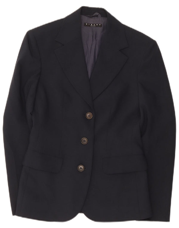 Sisley Dame 3 Button Blazer Jacket IT 40 Small Navy Blue Polyester