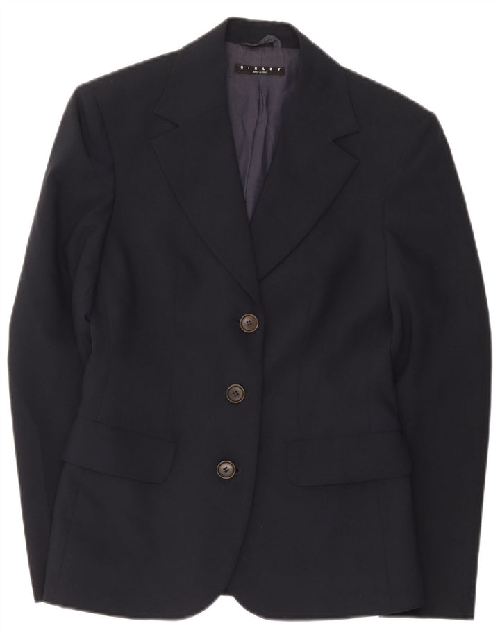 Sisley Dame 3 Button Blazer Jacket IT 40 Small Navy Blue Polyester