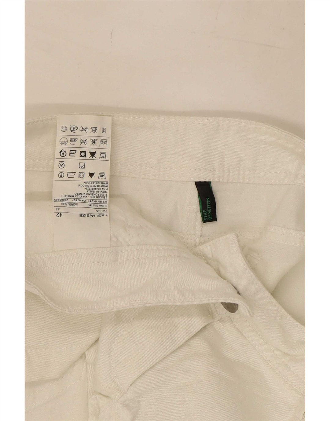 Benetton Dame Hot Pants IT 42 Medium W32 Hvid Bomuld