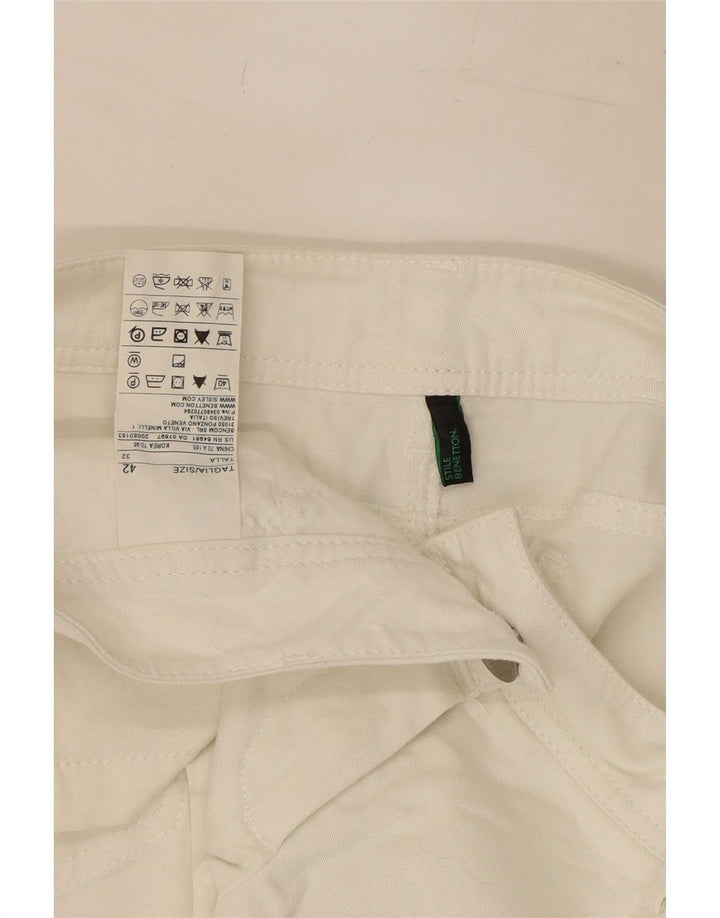 Benetton Dame Hot Pants IT 42 Medium W32 Hvid Bomuld
