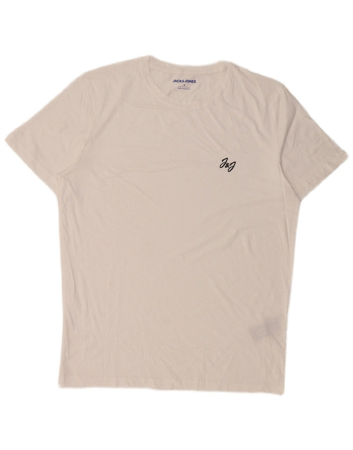 JACK & JONES Herre T-Shirt Top Medium Hvid Bomuld