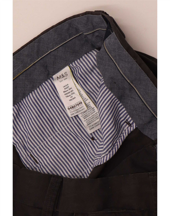 Marks & Spencer Straight Chino-bukser til mænd W34 L31 Grå bomuld