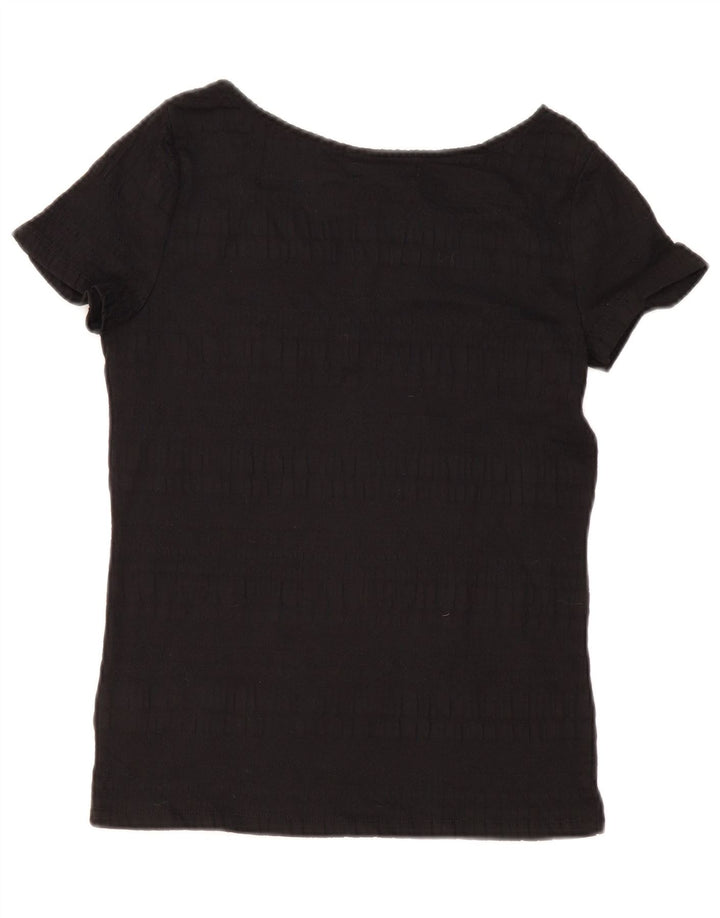 RALPH LAUREN Dame bluse Top UK 12 Medium Sort Bomuld