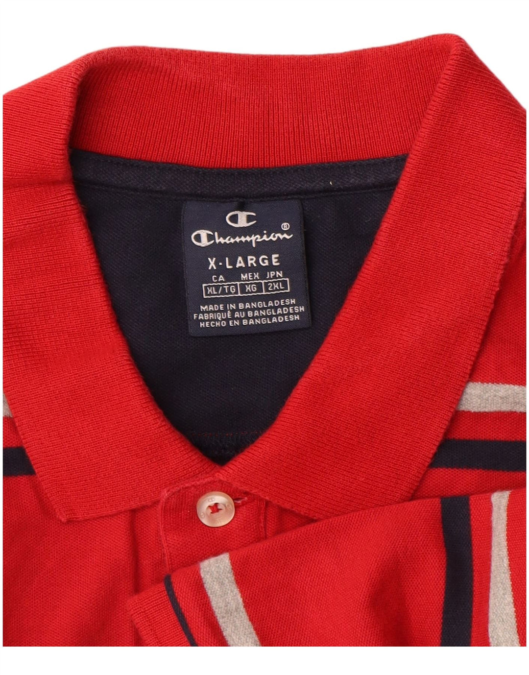 Champion herre poloshirt XL rødstribet