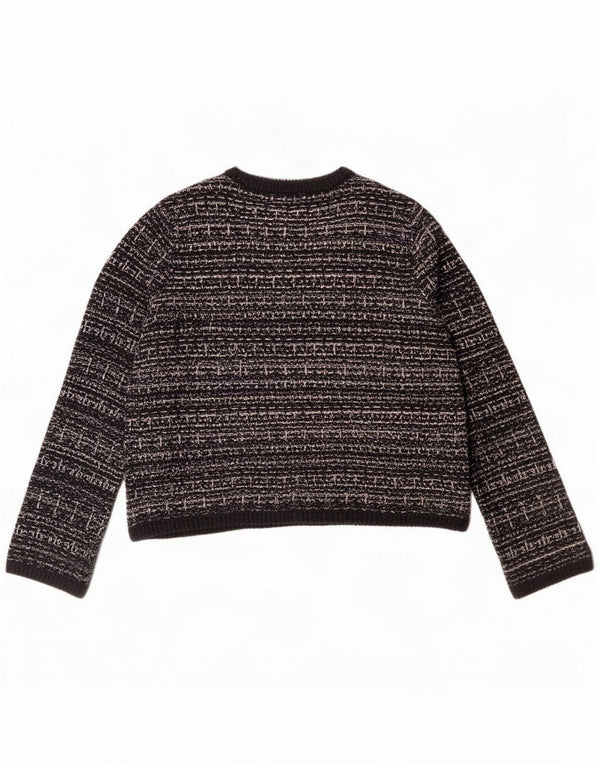 Marks & Spencer Dame Cardigan Sweater UK 16 Large Black Flecked Bomuld