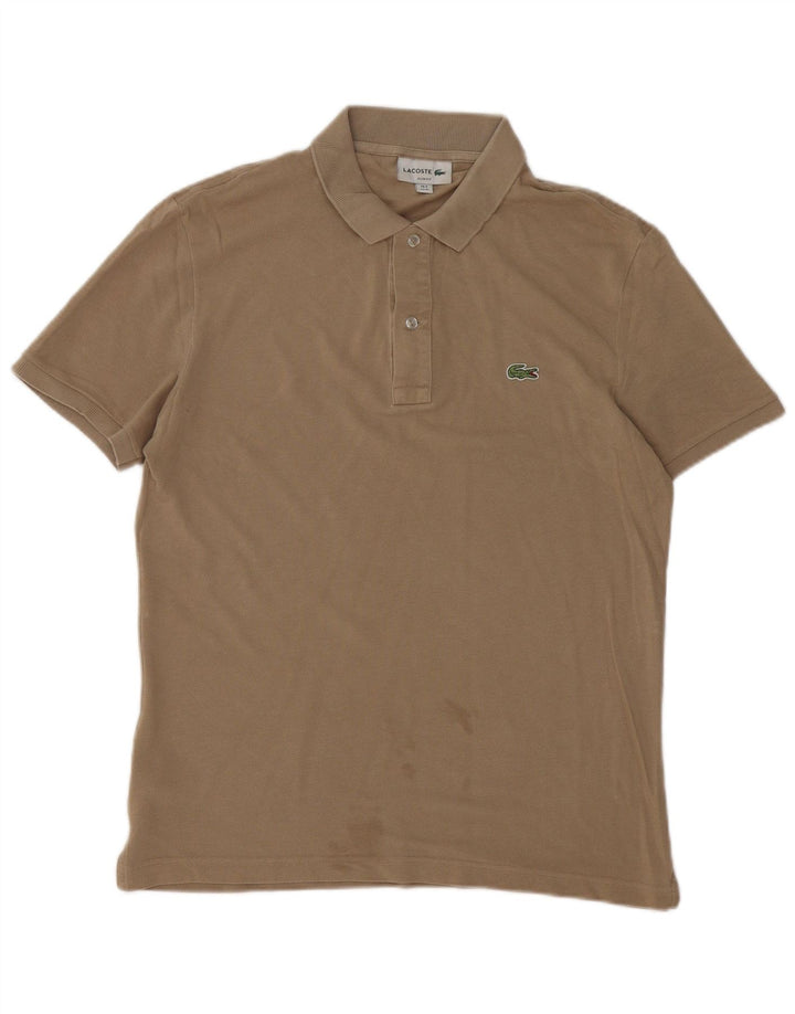 Lacoste Herre Slim Fit Polo Shirt Størrelse 4 Medium Brun Bomuld
