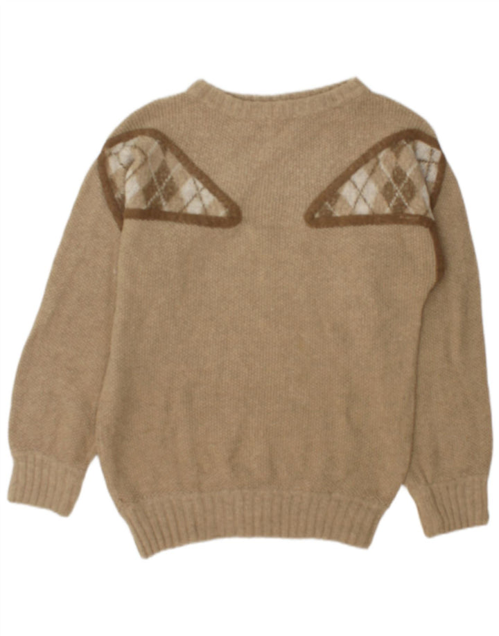 Vintage Herre Boat Neck Jumper Sweater Medium Grøn Geometrisk