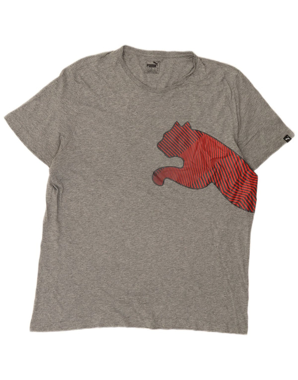 Puma Herre Grafisk T-Shirt Top 2XL Grå Flecked