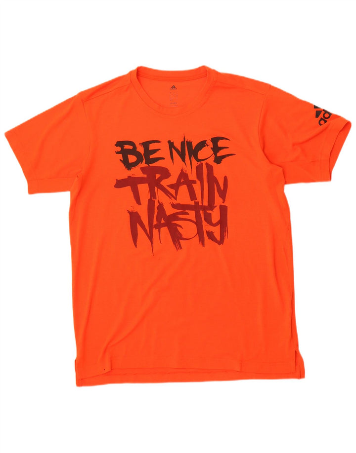 Adidas Herre Climalite Grafisk T-Shirt Top Medium Orange Polyester