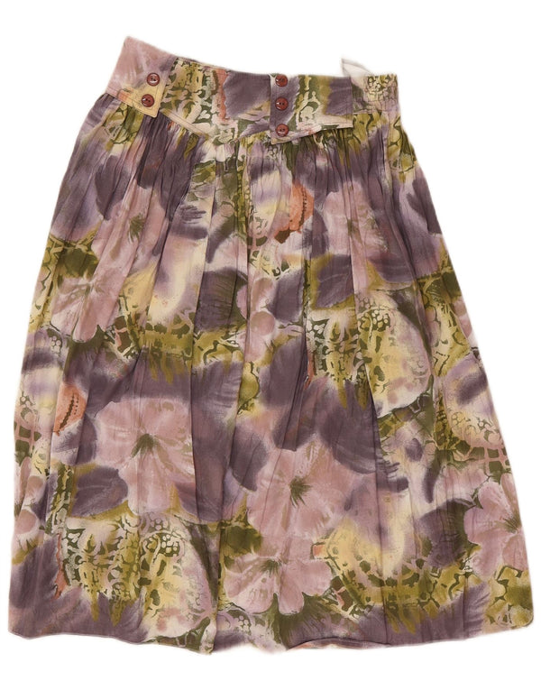 Vintage Womens A-Line Skirt EU 36 Small W30 Purple Floral Viscose