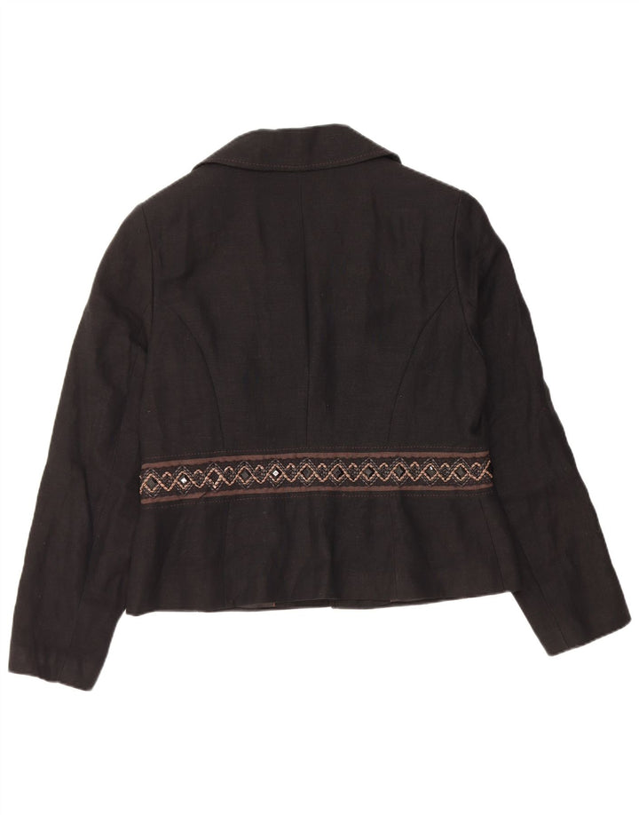 Marks & Spencer Dame Autograph Blazer Jacket UK 16 Large Black Linen