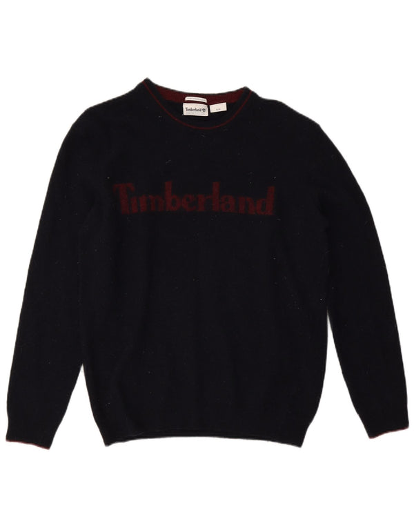 Timberland Dame Grafisk Jumper Sweater UK 14 Medium Navy Blue
