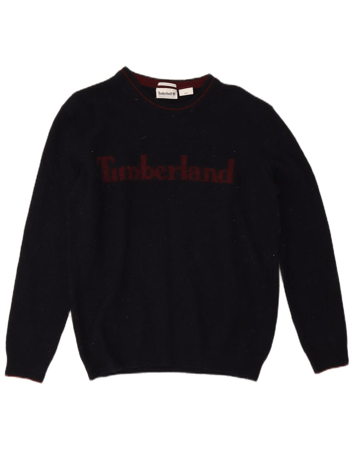 Timberland Dame Grafisk Jumper Sweater UK 14 Medium Navy Blue