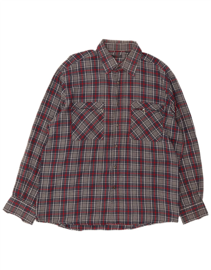 SEA BARRIER Herre flannelskjorte XL Grå ternet bomuld