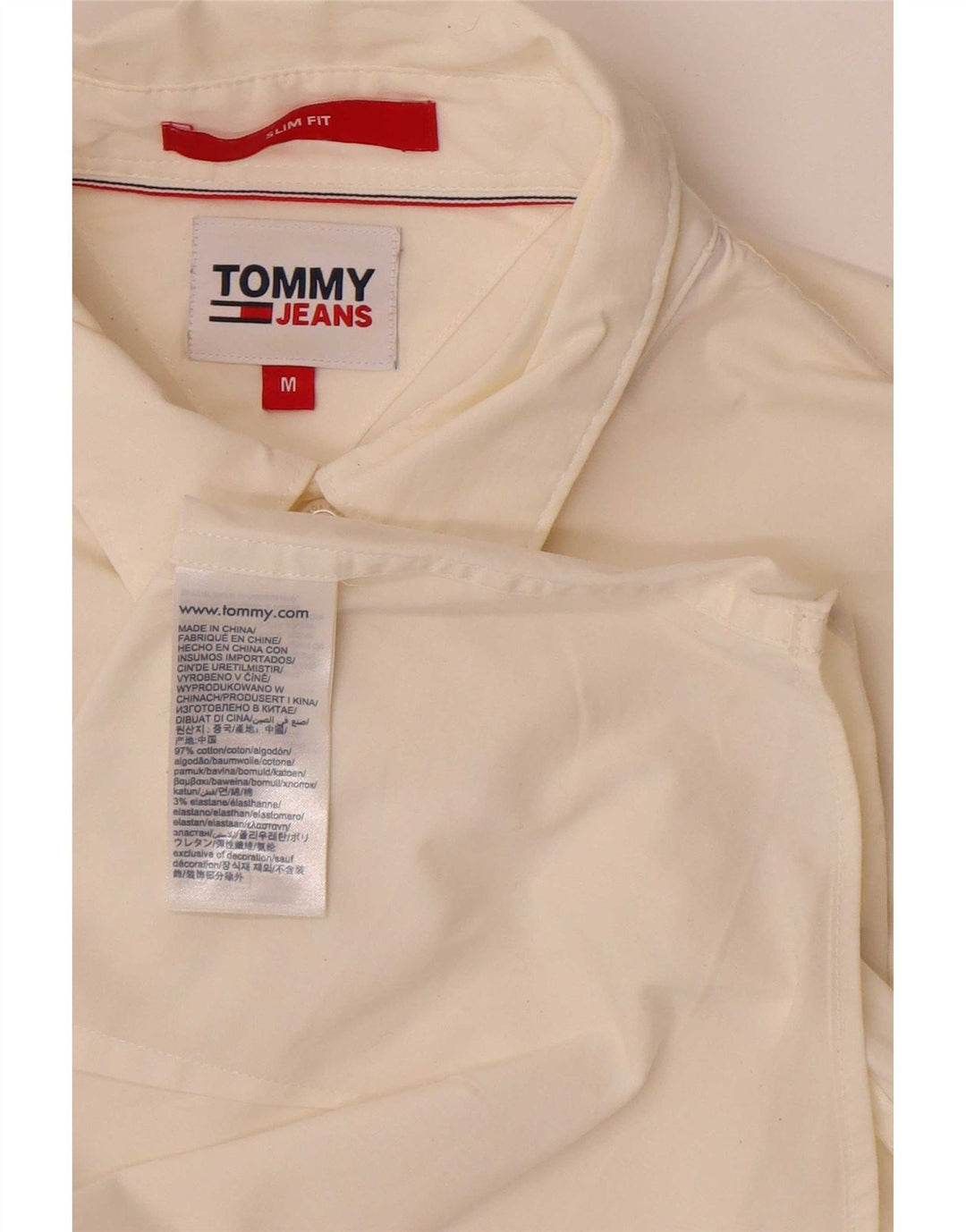 Tommy Hilfiger Herre Slim Fit skjorte Medium Off White Bomuld
