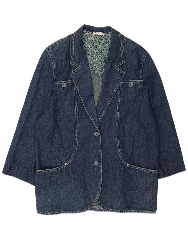 DOLCE VITA Womens 2 Button Denim Blazer Jacket UK 18 XL Blue Vintage Dolce Vita and Second-Hand Dolce Vita from Messina Hembry 