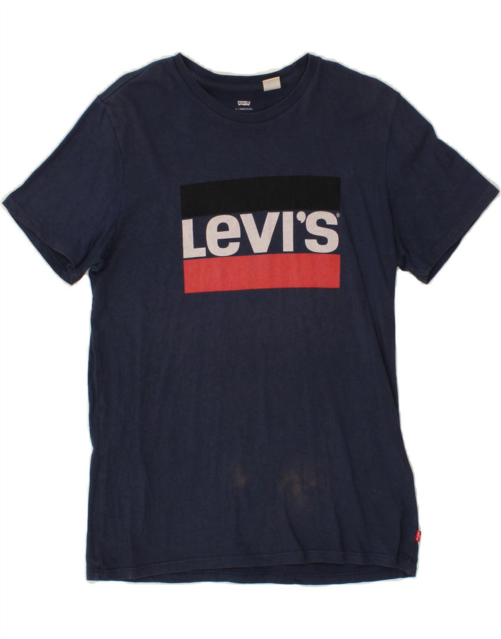 LEVI'S Mens Graphic T-Shirt Top Large Navy Blue Cotton Vintage Levi's and Second-Hand Levi's from Messina Hembry 