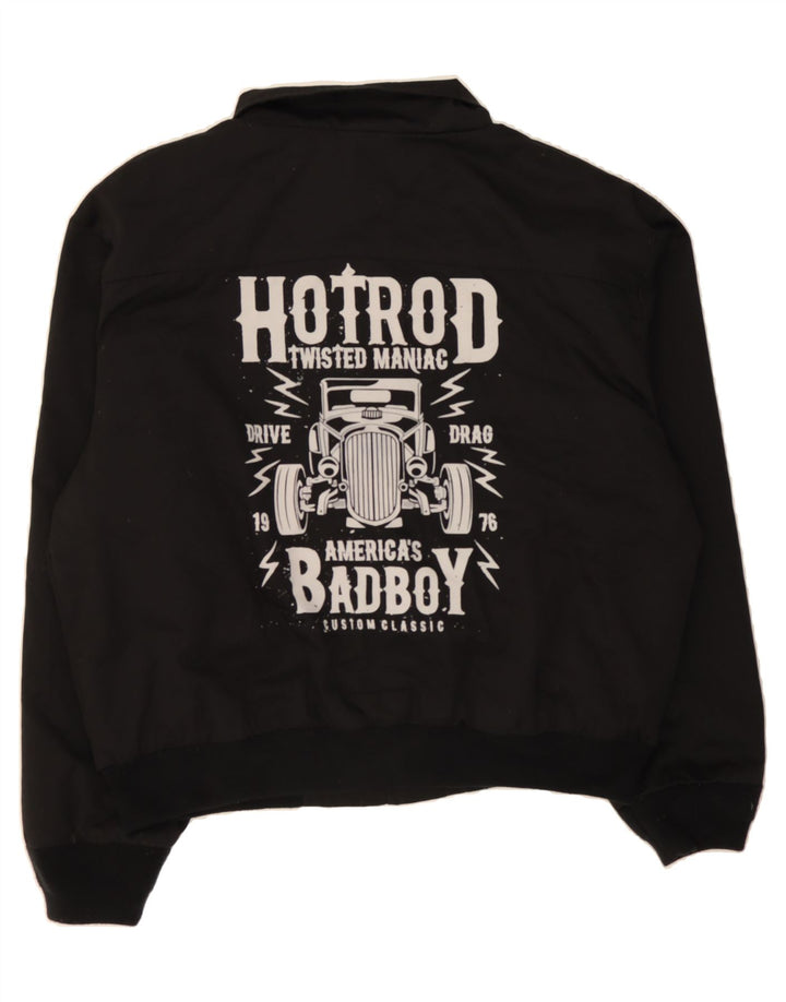 BRANDIT Mens Graphic Bomber Jacket UK 46 3XL Black Polyester Vintage Brandit and Second-Hand Brandit from Messina Hembry 