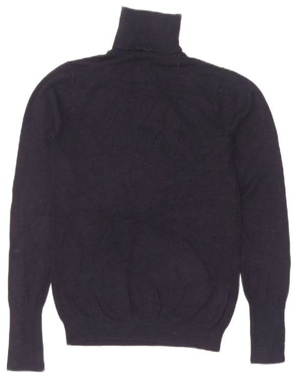 Zara Dame Rullehals Sweater UK 8 Small Navy Blue