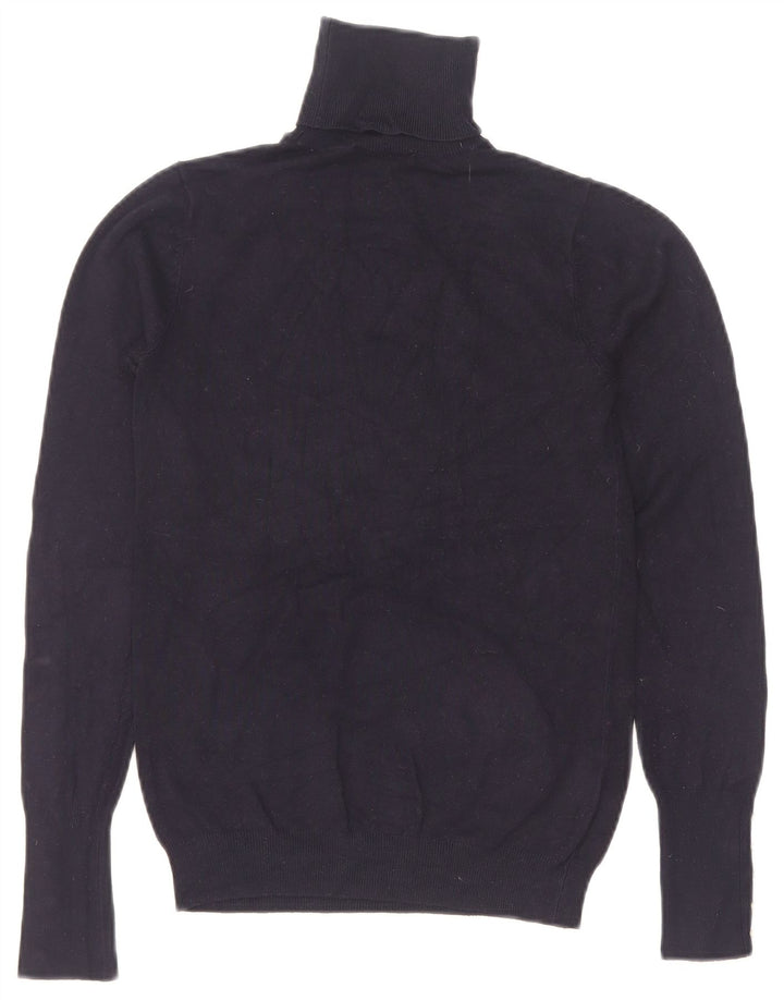 Zara Dame Rullehals Sweater UK 8 Small Navy Blue