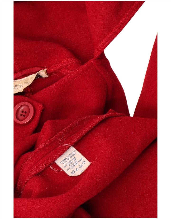 Vintage Dame Front Tie Overfrakke UK 18 XL Rød Uld