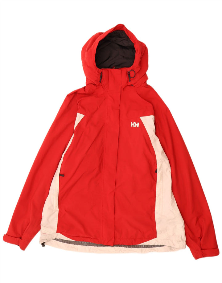 HELLY HANSEN Regnjakke med hætte til kvinder UK 18 XL Rød Colourblock Polyester