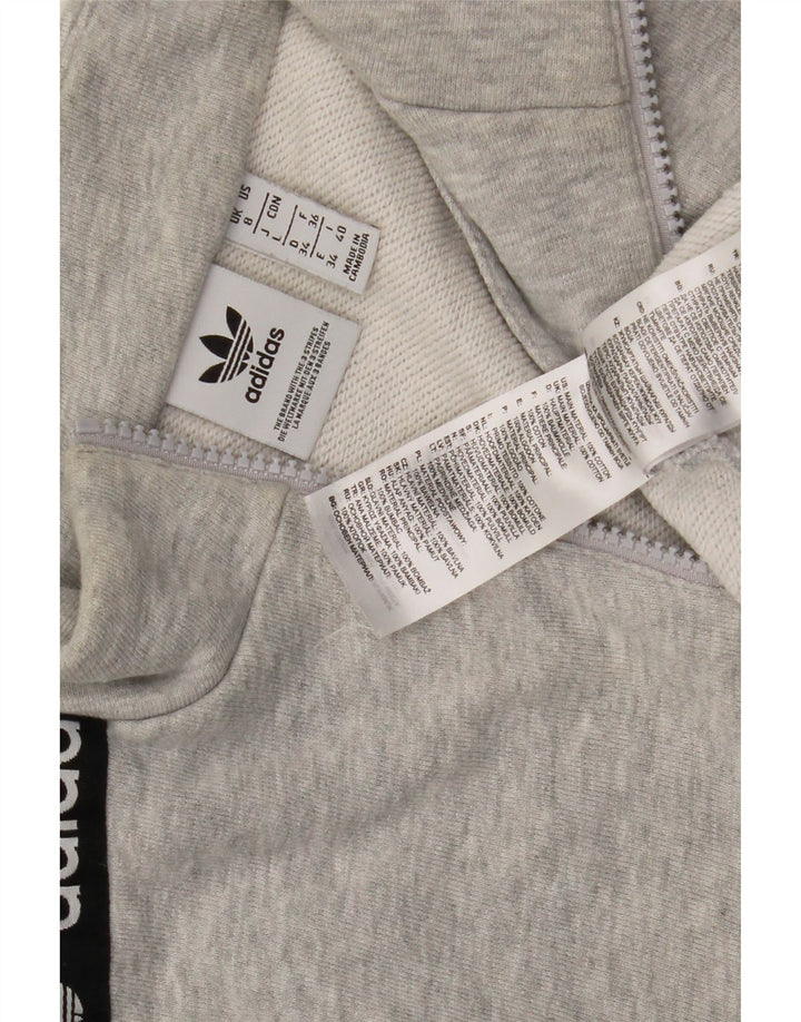 Adidas Dame Oversized Grafisk Zip Neck Sweatshirt Jumper UK 8 Small Grey