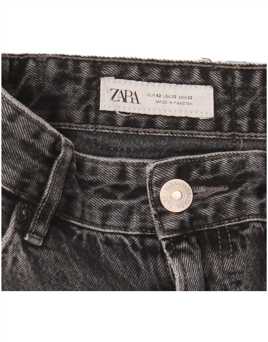 Zara Dame Jeans med høj talje EU 42 Large W32 L30 Grå