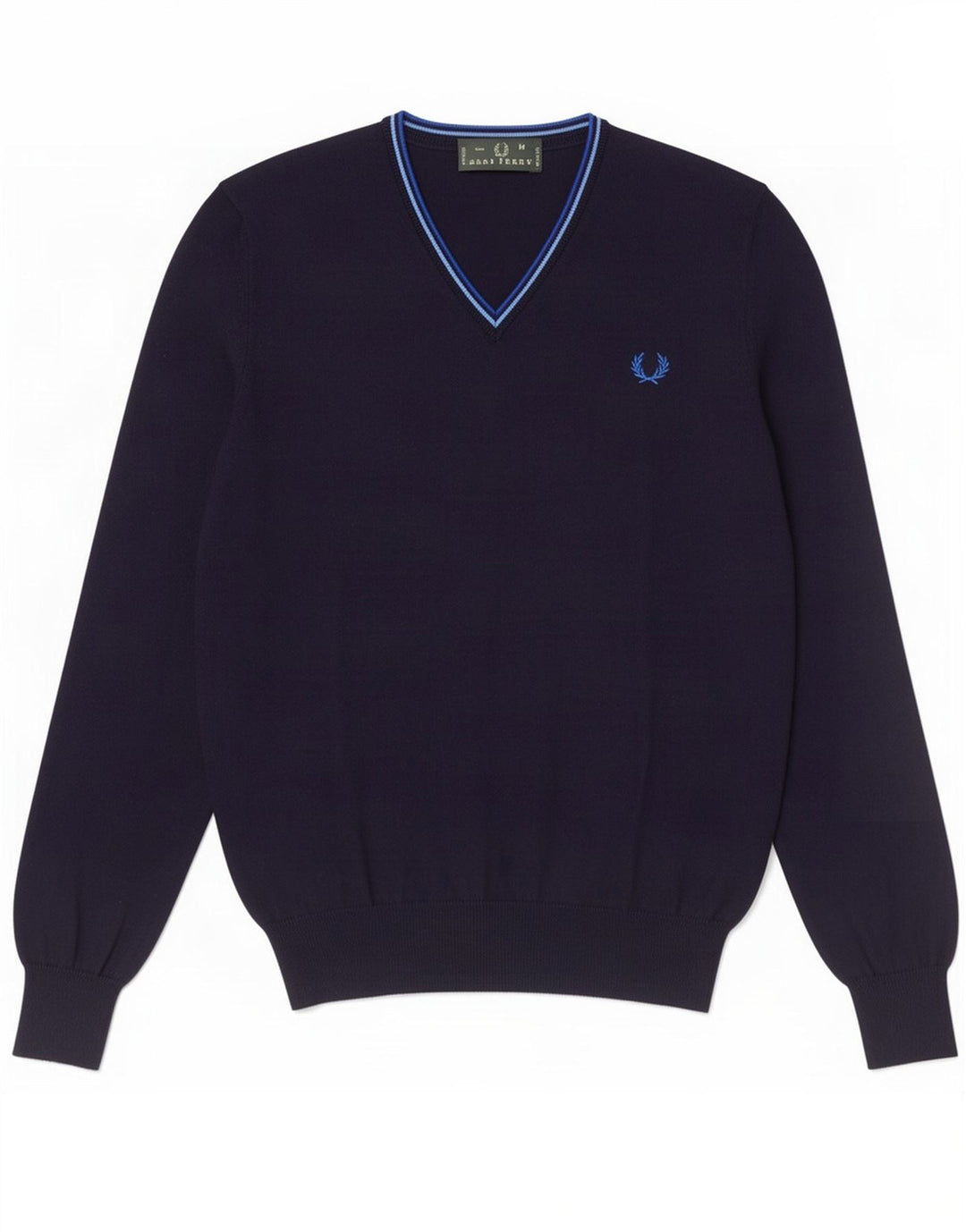 Fred Perry Herre V-hals sweater Medium marineblå bomuld