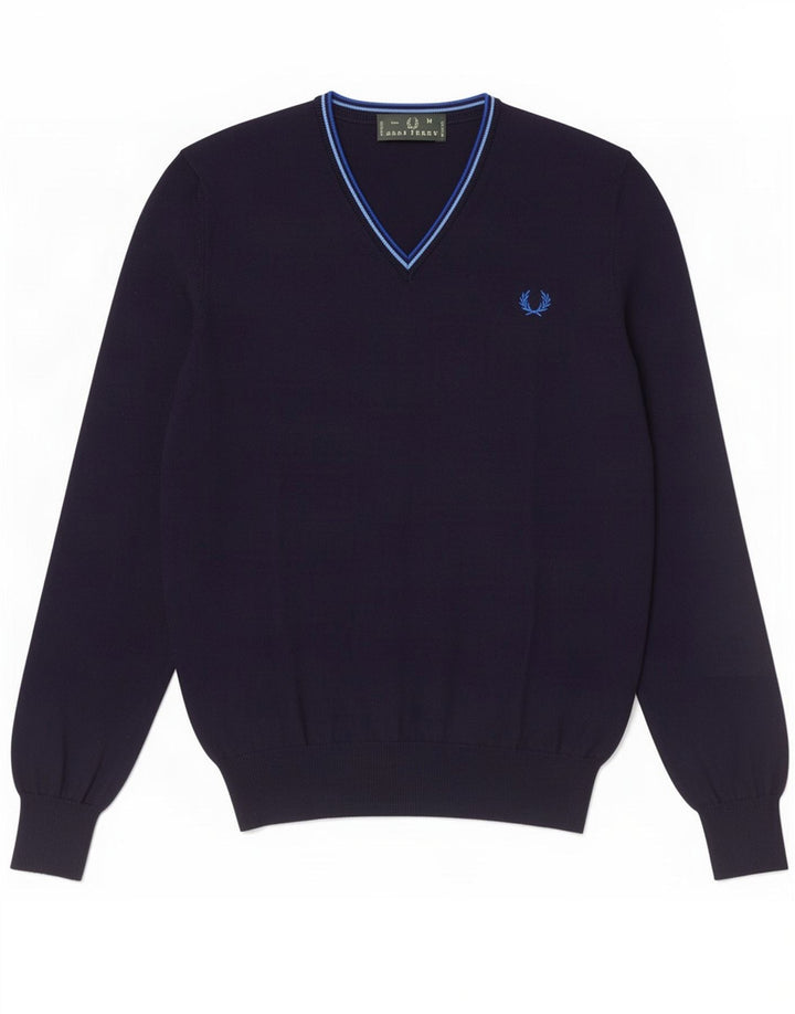 Fred Perry Herre V-hals sweater Medium marineblå bomuld