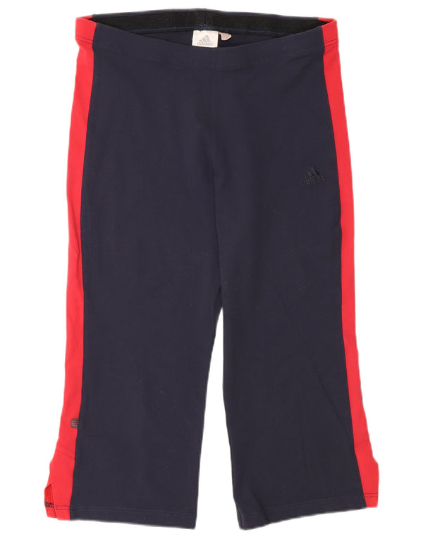 Adidas Dame Capri Træningsdragt Bukser UK 14 Medium Navy Blue Colourblock