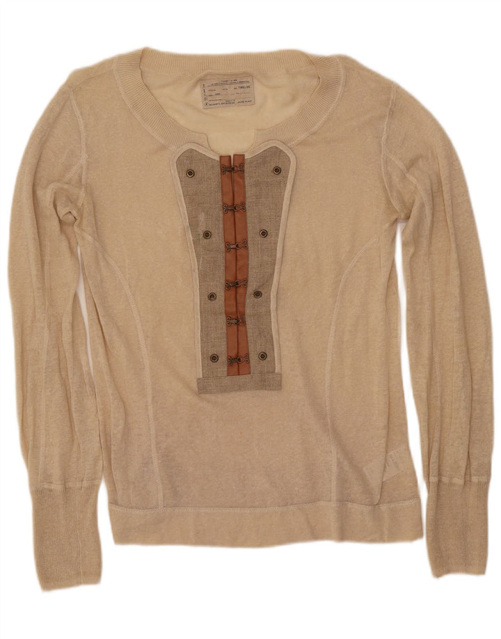 ALL SAINTS Dame Boat Neck Jumper Sweater UK 12 Medium Beige Linen