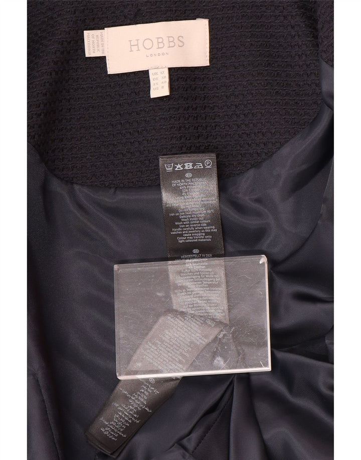 HOBBS Womens Crop 3/4-ærmet åben Bolero-jakke UK 12 Medium Black