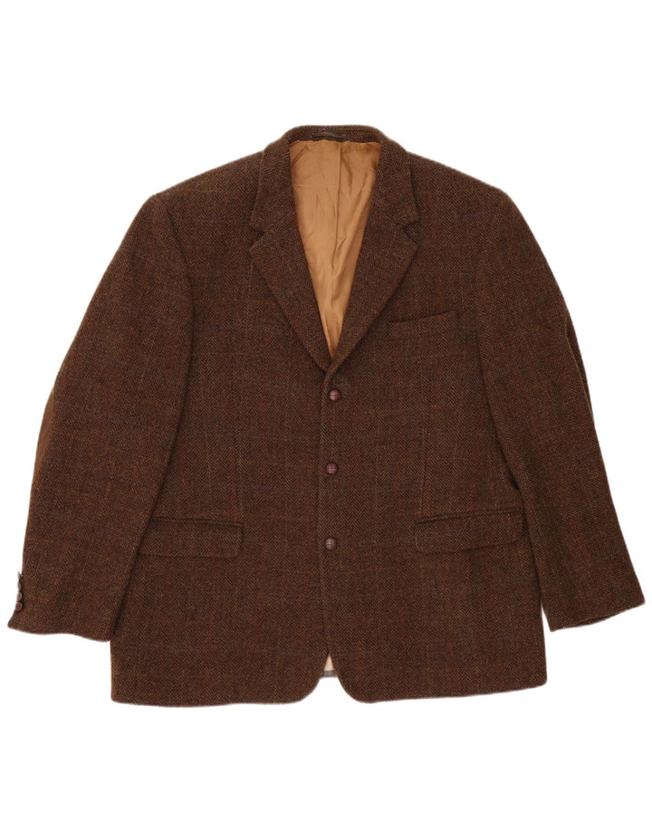 C&A Herre Westbury 3-knaps blazerjakke EU 56 3XL Khaki Houndstooth Uld