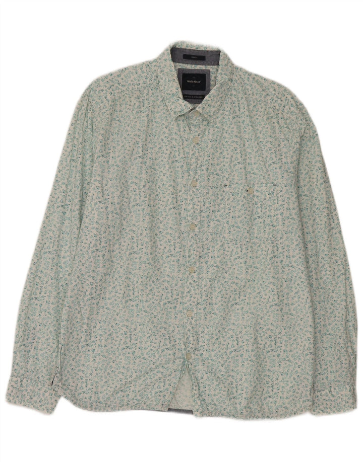 White Stuff Herre Slim Fit Shirt XL Blomsterbomuld