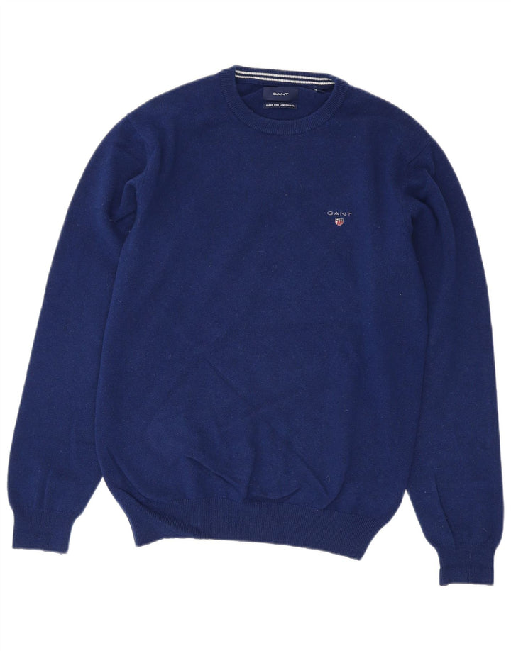 GANT sweater med rund hals til mænd mellemblå uld