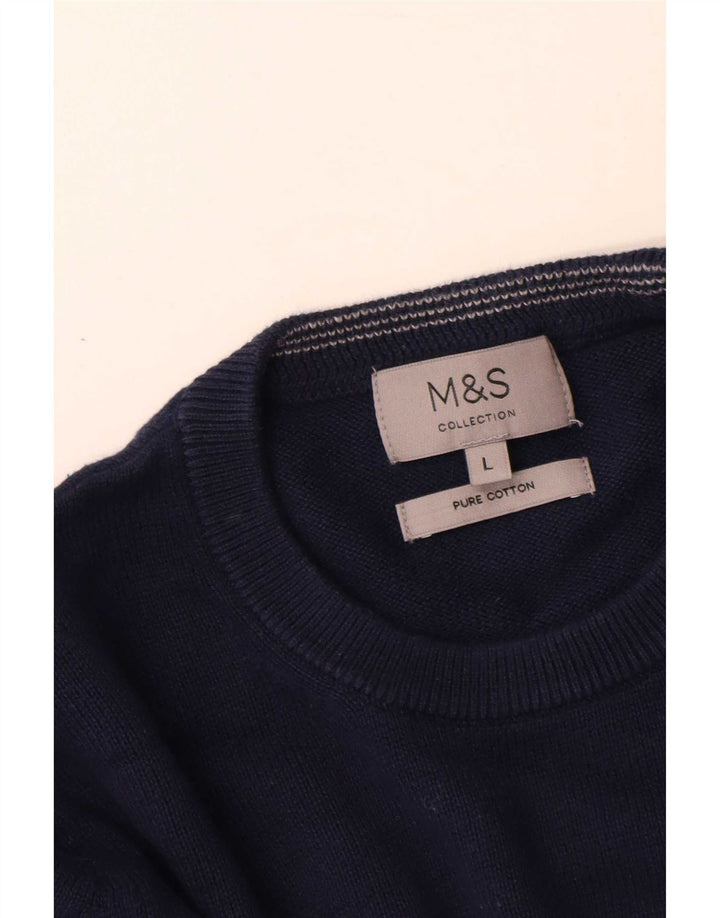 Marks & Spencer Herre sweater med rund hals, stor marineblå bomuld