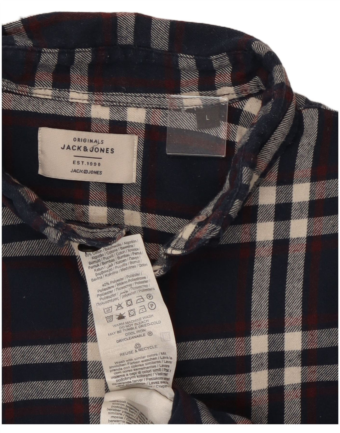 JACK & JONES Flannelskjorte til mænd Stor marineblå ternet bomuld