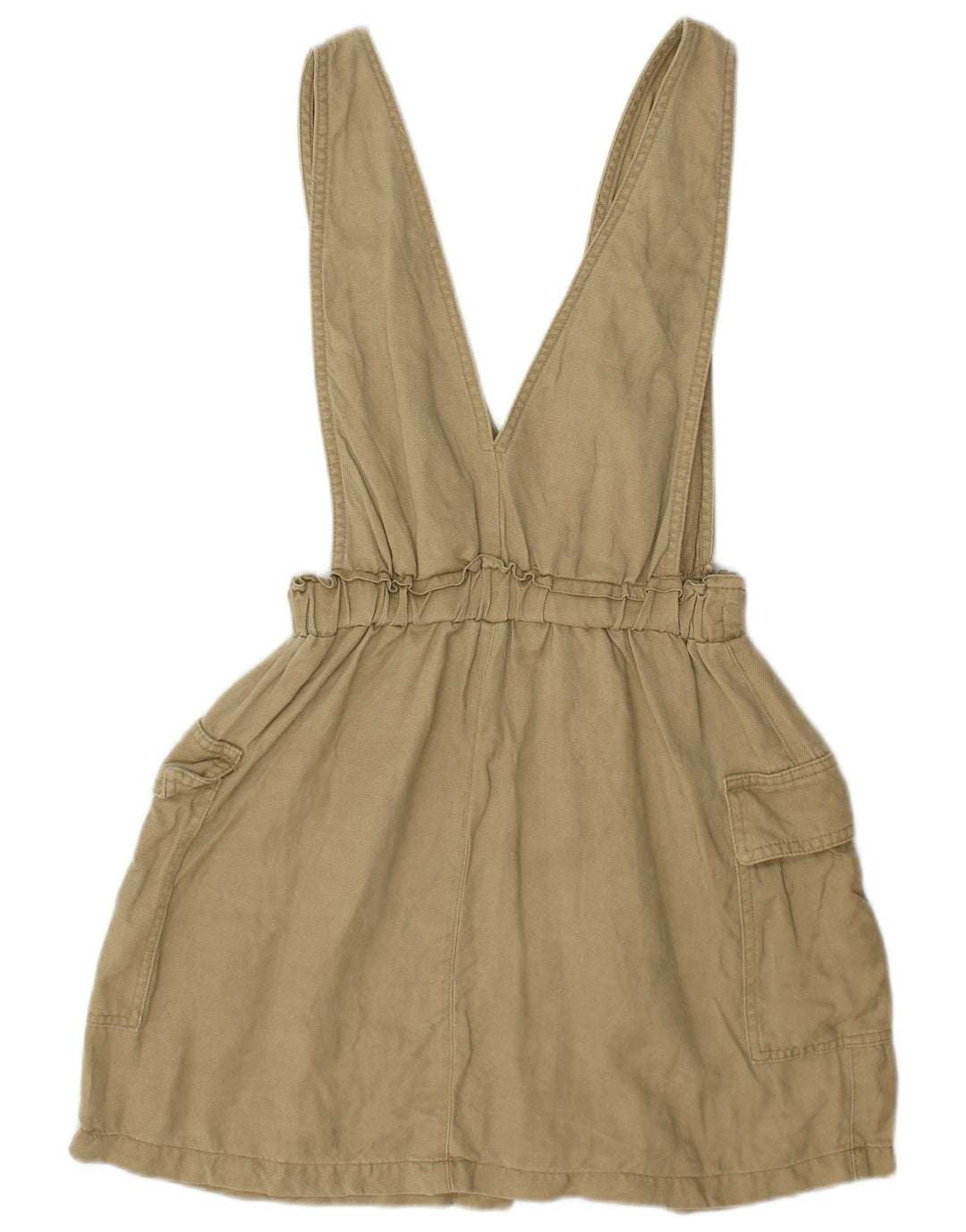 Zara Dame Dungarees Cargo Nederdel Small W26 Khaki Linen