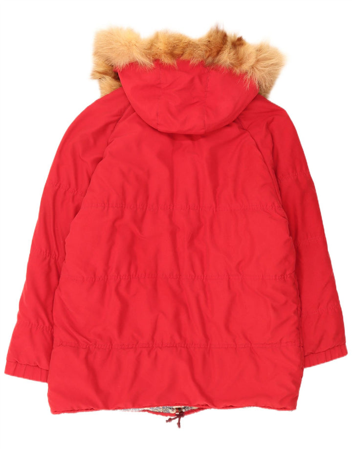 Marina Yachting Dame Hætte Oversized Polstret Frakke UK 12 Medium Rød