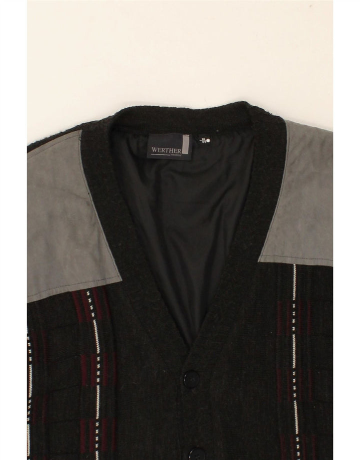 WERTHER Mens Knit Bomber Jacket UK 42 XL Grey Colourblock Vintage Werther and Second-Hand Werther from Messina Hembry 