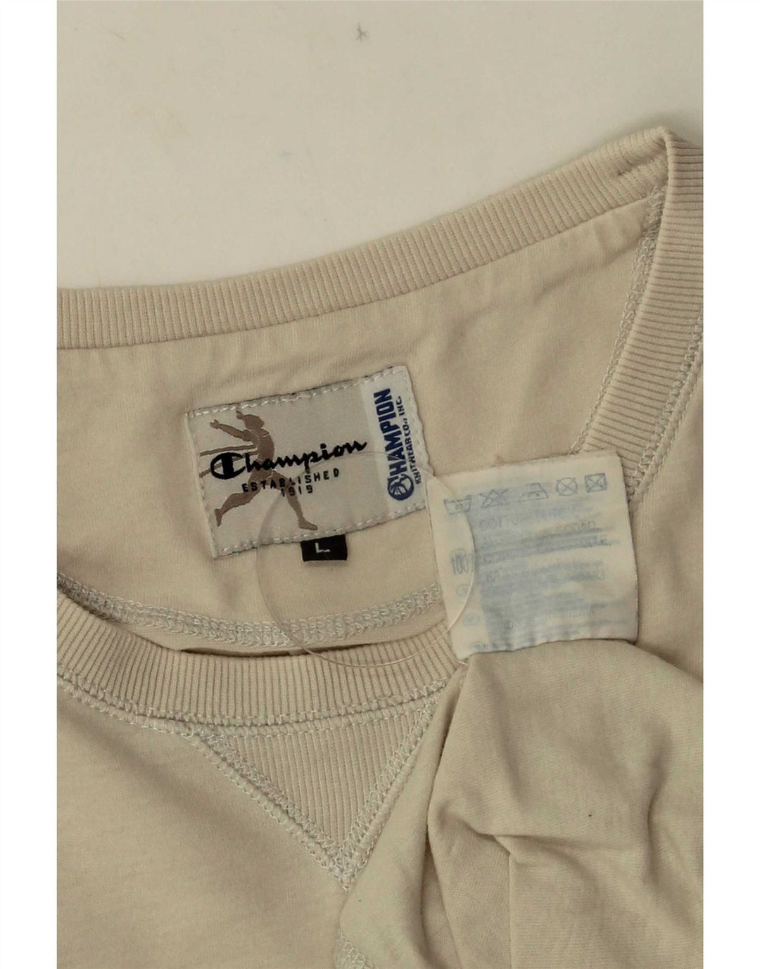 Champion Herre Grafisk T-Shirt Top Stor Off White Bomuld
