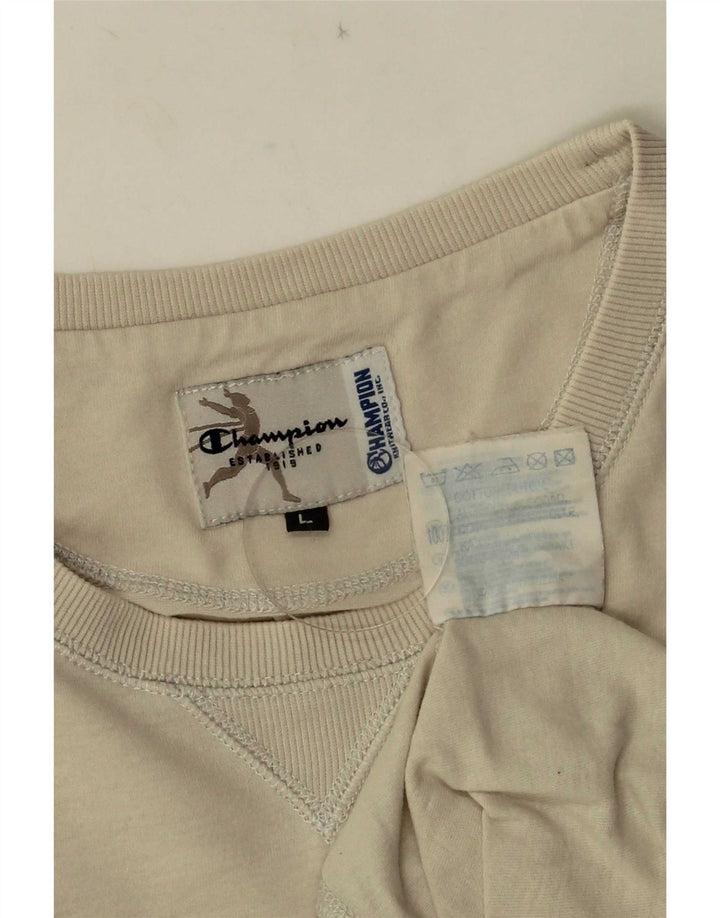 Champion Herre Grafisk T-Shirt Top Stor Off White Bomuld